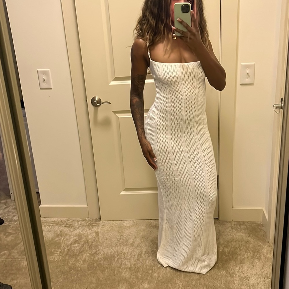 Knit maxi spaghetti strap dress